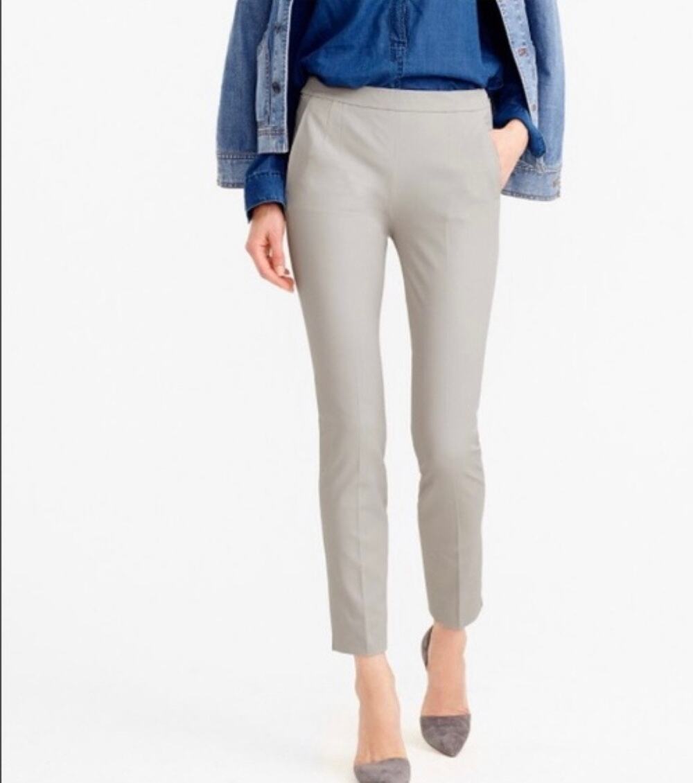 J. Crew Martie Bi stretch Cotton Pants Gray Slim Ankle Size 6